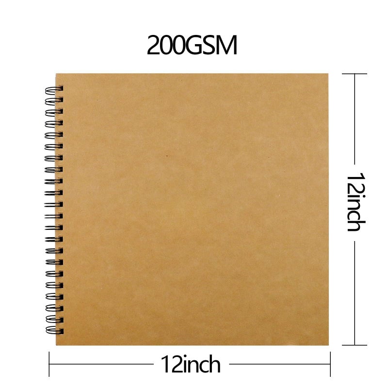UPlama 12x12 Inch Scrapbook Album 100 Pages, Hardcover Kraft Photo DIY Memory Book with Spiral Binding for Wedding Anniversary Family Photos - Image 2